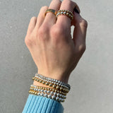 Two Tone 14k Gold Filled and Sterling Silver Bead Bracelet, Arm Candy by Alysa