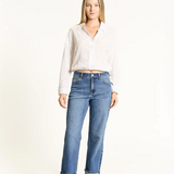 Cuffed Wide Leg Jean in Luna Dark Wash by OAT