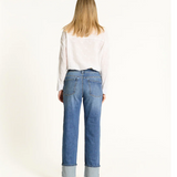 Cuffed Wide Leg Jean in Luna Dark Wash by OAT