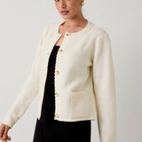 Sunday Edition by LE LIS - Round Neck Scallop Edge Sweater Cardigan
