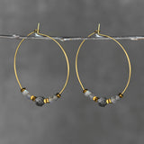 KBD Studio - 50mm Brass Hoops w/ Semi Precious Cube and Star Cut Earrings
