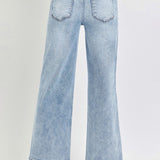 RISEN Tummy Control High Rise Crop Wide Leg Jeans (Plus size)