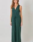 Mystree - Modal Ribbed Surplice Neck Jumpsuit