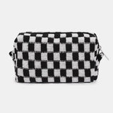 Zenana Checkered Pattern Knitted Cosmetic Pouch