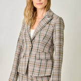 Mystree - Single Breasted Plaid Blazer