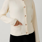Sunday Edition by LE LIS - Round Neck Scallop Edge Sweater Cardigan