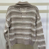 MILIO MILANO - STRIPE HOLE KNIT COLLARED CADIGAN