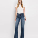 Lovervet by Vervet - Tummy Control High Rise Frayed Hem Dad Jeans
