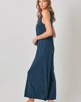 Mystree - Modal Ribbed Surplice Neck Jumpsuit