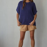 By Together | Knit Sweater Cotton Round Neck Short Sleeve Pullover