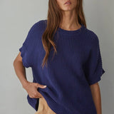 By Together | Knit Sweater Cotton Round Neck Short Sleeve Pullover