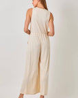 Mystree - Modal Ribbed Surplice Neck Jumpsuit