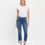 Vervet by Flying Monkey - High Rise Cuff Slim Straight Jeans