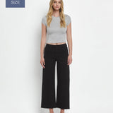 VERVET by FLYING MONKEY - PLUS SIZE HIGH RISE CROP WIDE LEG JEANS