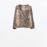 Q2 - Chiffon blouse in brown animal print