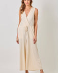 Mystree - Modal Ribbed Surplice Neck Jumpsuit