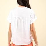 VERY J Notched Short Sleeve Washed T-Shirt