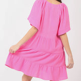VERY J Texture V-Neck Ruffled Tiered Dress