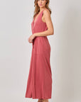 Mystree - Modal Ribbed Surplice Neck Jumpsuit
