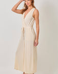 Mystree - Modal Ribbed Surplice Neck Jumpsuit