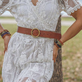 Most Wanted USA - Wide Brass-Toned Single Ring Buckle Leather Belt