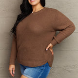 High Low Waffle Knit Sweater, Zenana (Plus only)