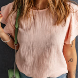 Cotton Flutter Sleeve Keyhole Blouse (online only)