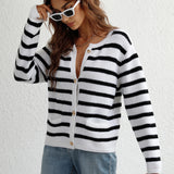 Striped Button Front Cardigan