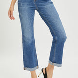 RISEN Button Fly Cropped Bootcut Jeans (plus only)