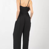 VERY J Pintuck Detail Woven Sleeveless Jumpsuit (online only)