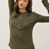 Be Cool - Modal Classic Ribbed Longsleeve Henley Basic Top