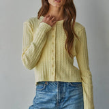 By Together Knit Cable Sweater Cotton Button Down Cardigan Top