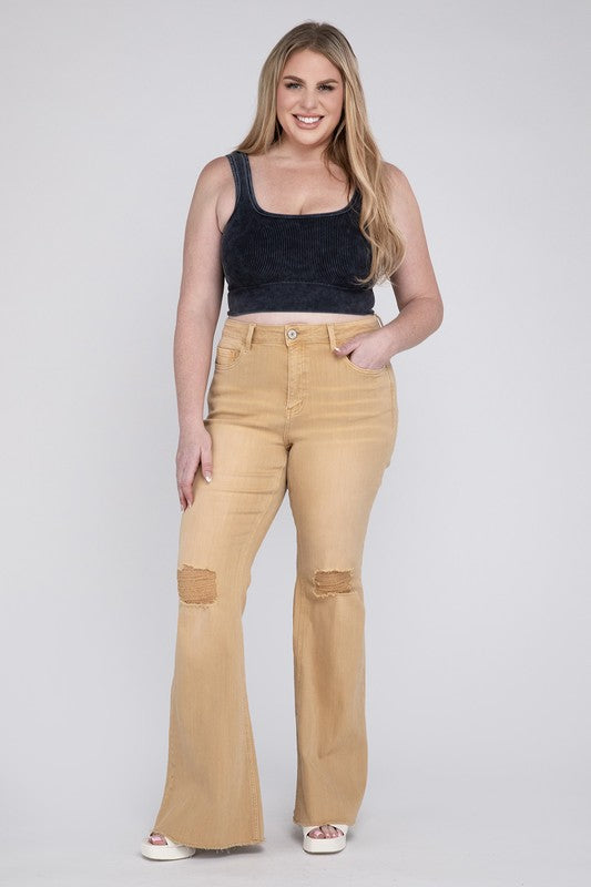 Plus Size High Rise Flare Jeans, Vervet by Flying Monkey