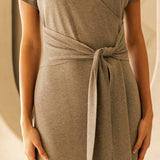 STORIA FRONT-TIE KNIT MIDI DRESS