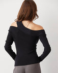 Crescent, Ingrid One Shoulder Rib Top (Black)