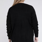 Waffle Open Cardigan Sweater, Various Colors, Zenana (Plus size only)