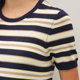 Be Cool - CLASSIC FIT STRIPED SHORT SLEEVE SWEATER TOP