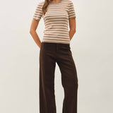 Be Cool - CLASSIC STRIPED CREWNECK SHORT SLEEVE SWEATER