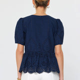 Current Air - Tie Front Eyelet Embroidered Blouse