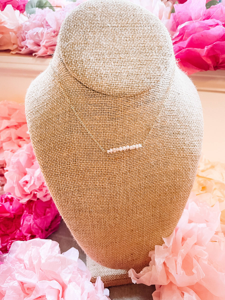 Sweet As Sugarcane - Delicate pearl bar necklace