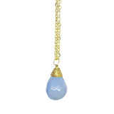 Anju Jewelry - Gold-Plated Blue Lace Agate Teardrop Necklace