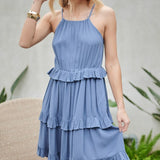 SOLID RUFFLE SLEEVELESS MINI DRESS, Davi & Dani