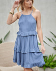 SOLID RUFFLE SLEEVELESS MINI DRESS, Davi & Dani