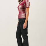 Be Cool - CLASSIC STRIPED CREWNECK SHORT SLEEVE SWEATER