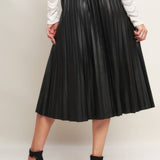 Faux Leather Pleated Skirt, FLYING TOMATO
