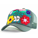 Lumily - Tulum Hand Embroidered Trucker Flower Hat - Mexico