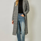 Mystree Houndstooth Plaid Long Coat