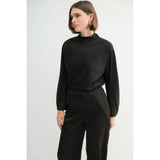 FUN2FUN - SATIN MOCK NECK BLOUSE