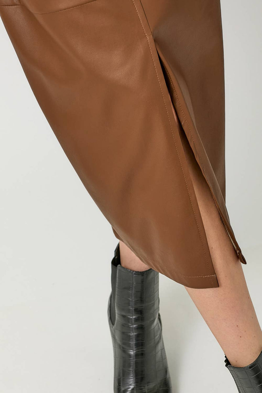 Mystree  Leather Midi Skirt