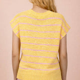 VERY J -Striped Knit Sweater Vest Top